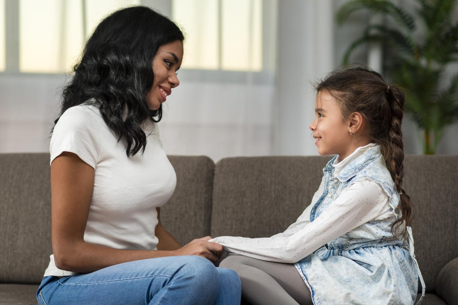 Background image of family and au pair
